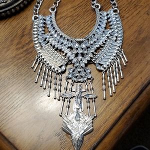 Silver statement necklace.